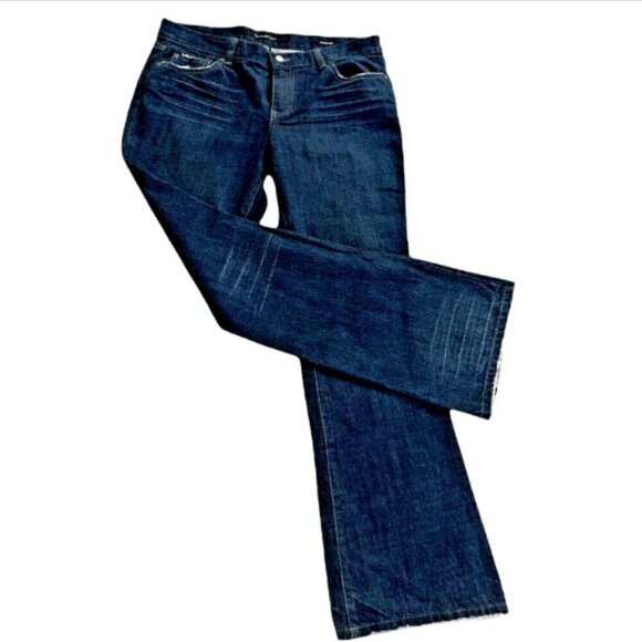 Calvin Klein Blue Jean Low Rise Flare Beaded Pocket Dark Wash Sz 10 #150N - Picture 3 of 12